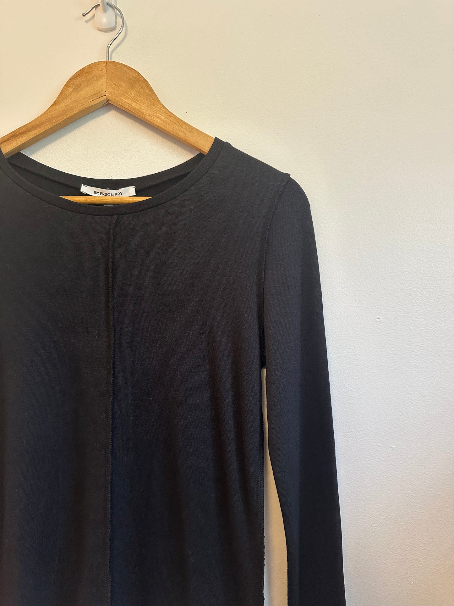NWT Emerson Fry Amy Crewneck Long Sleeve T-Shirt in Black | Size Medium