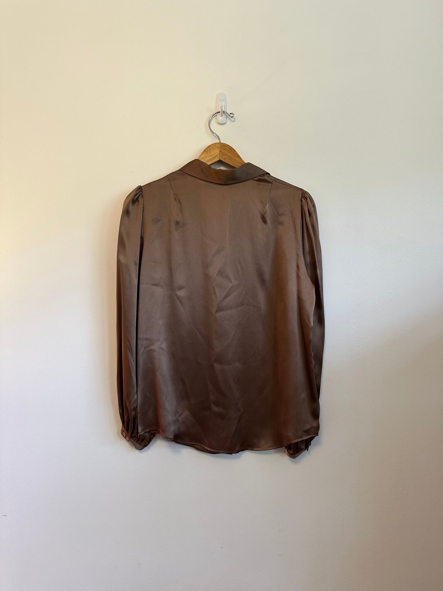 NWT Emerson Fry Silk Frankie Blouse in Latte Brown | Size Medium
