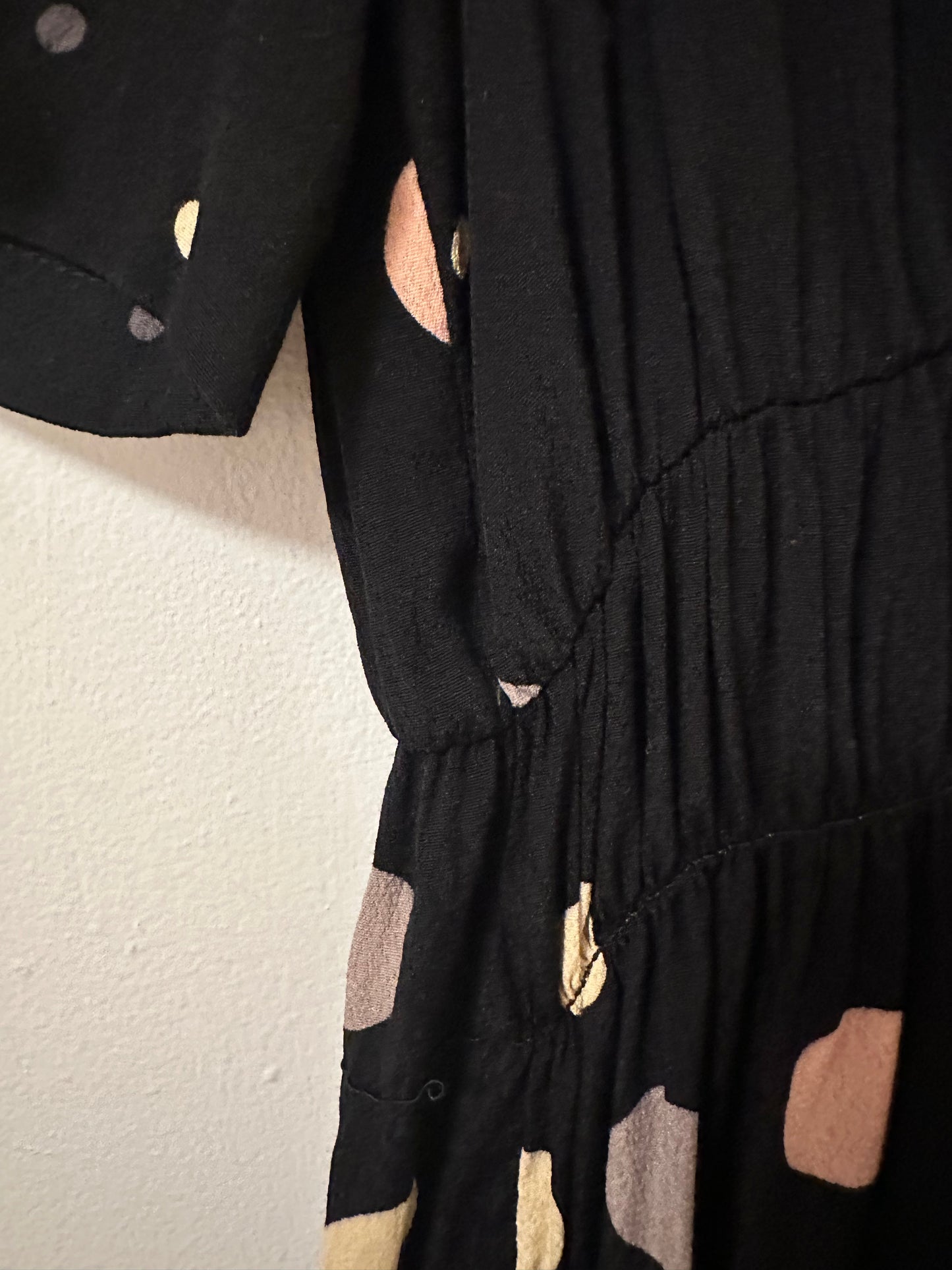 Anthropologie HD in Paris Felicity Mini Dress in Black with Metallic Polka Dots