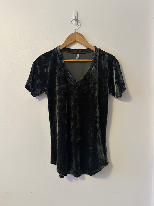 Z Supply Green Crushed Velvet Short Sleeve T-Shirt | Size Small