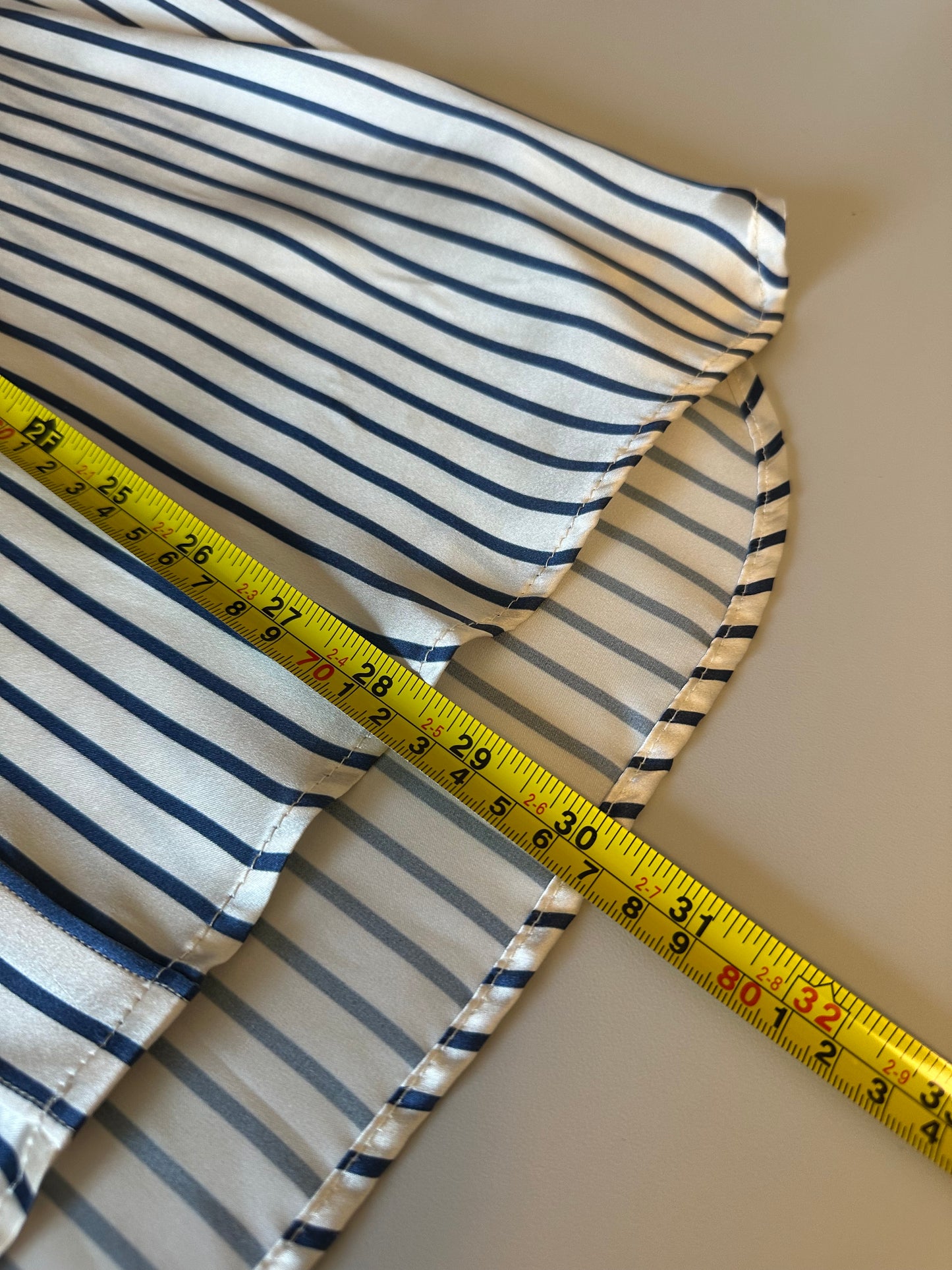 NWT Emerson Fry Silk Ryan Shirt in Ivory and Blue Stripe | Size Large