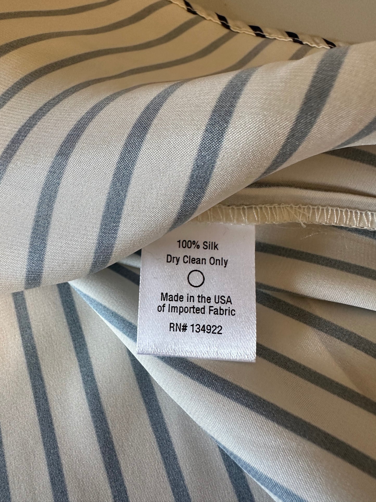 NWT Emerson Fry Silk Ryan Shirt in Ivory and Blue Stripe | Size Large