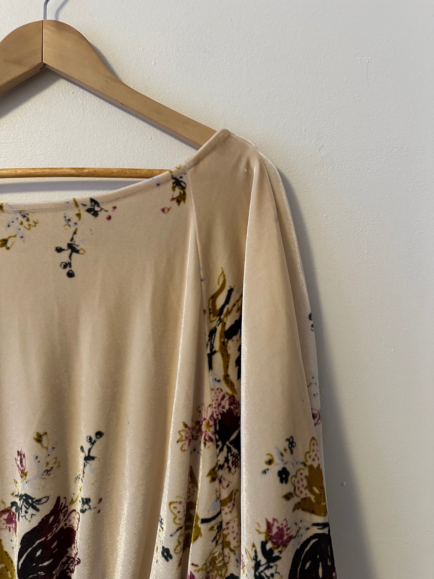 Free People Velvet Slouchy Babe Bodysuit in Neutral Combo | Size XS