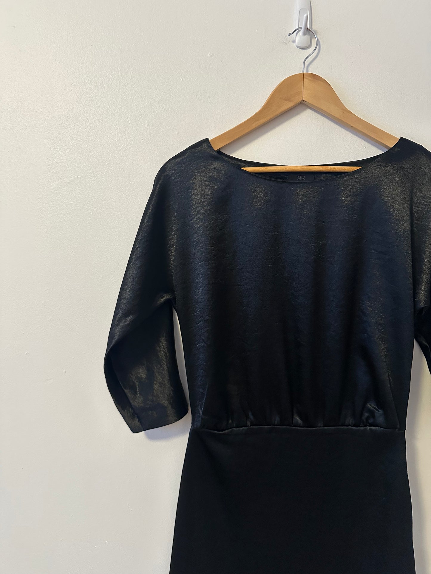 Banana Republic Black Satin Split Sleeve Mini Dress | Size 2