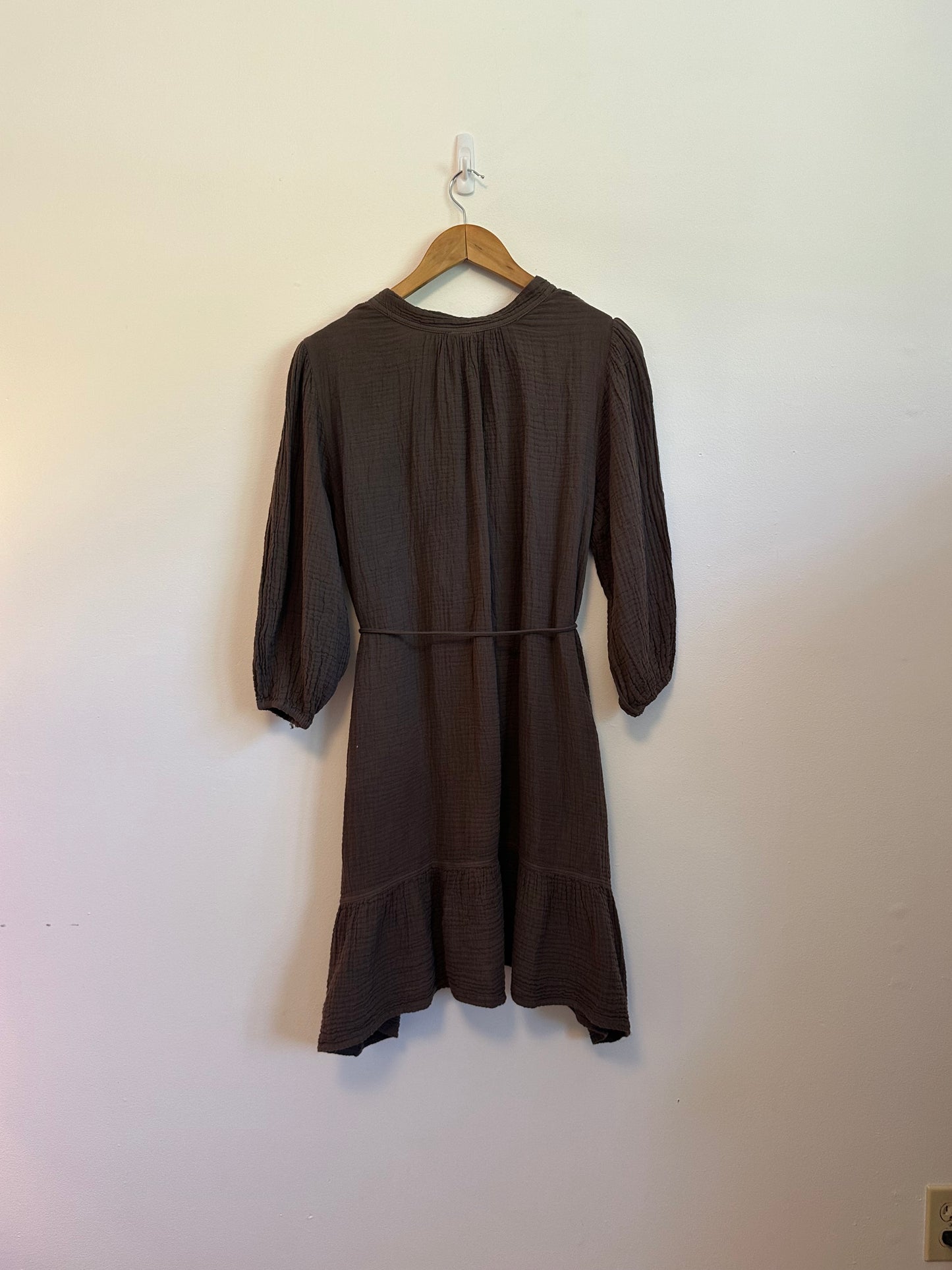NWT Shannon Passero Cotton Gauze Button Front Dress in Brown | Size Medium