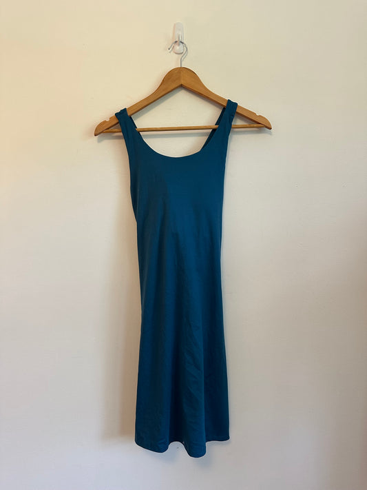 Teal Blue Crisscross Back Athletic Dress with Zipper Pockets