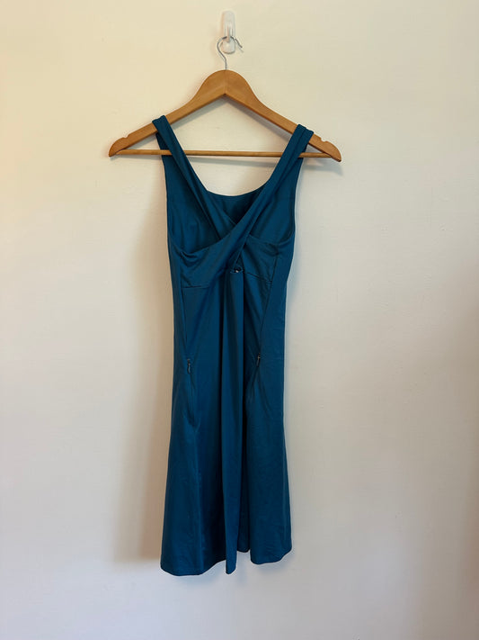 Teal Blue Crisscross Back Athletic Dress with Zipper Pockets