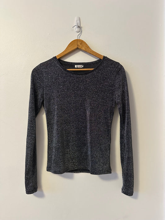Free People Intimately Glitter Shimmer Long Sleeve Top | Size XS