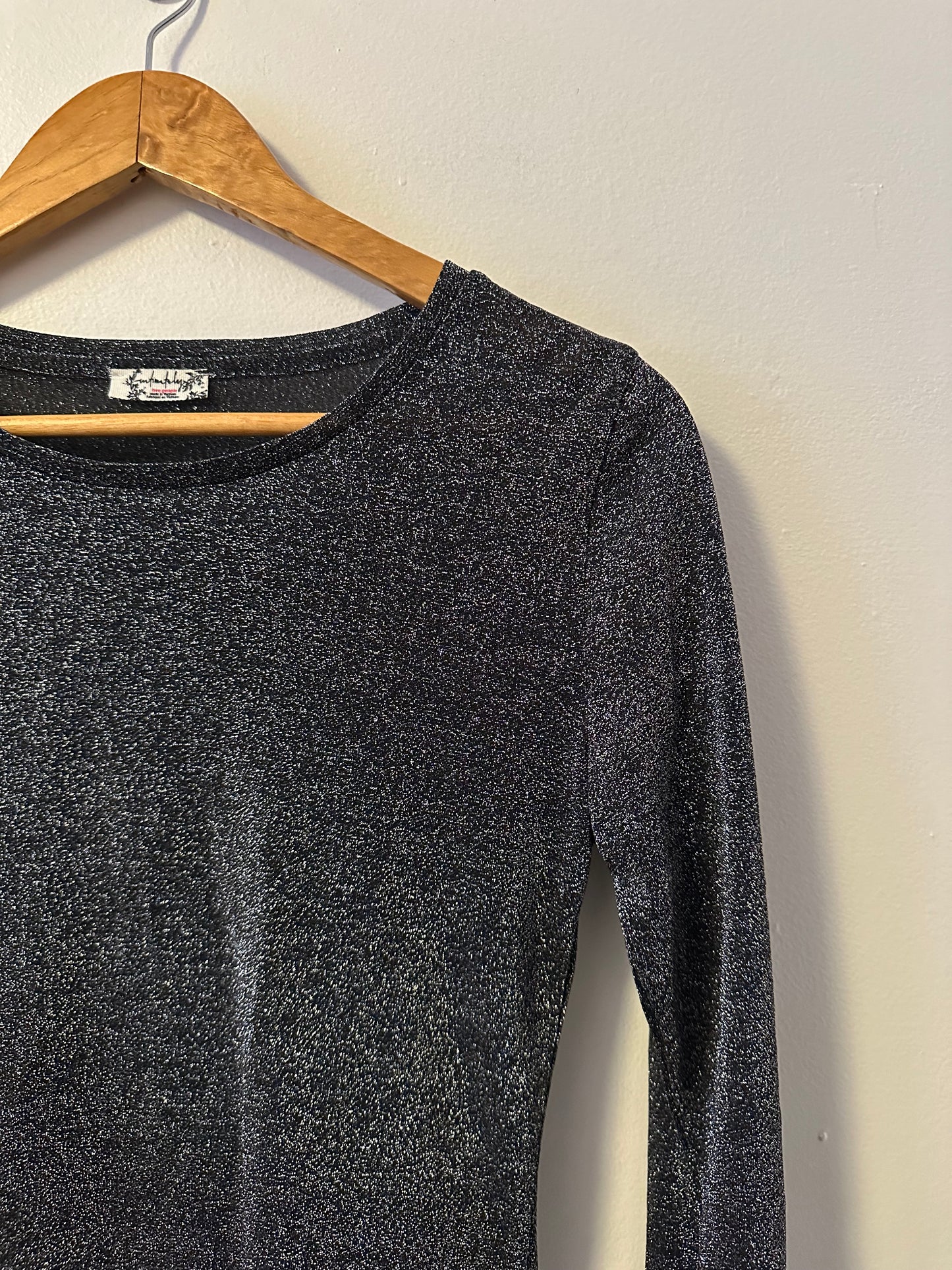 Free People Intimately Glitter Shimmer Long Sleeve Top | Size XS