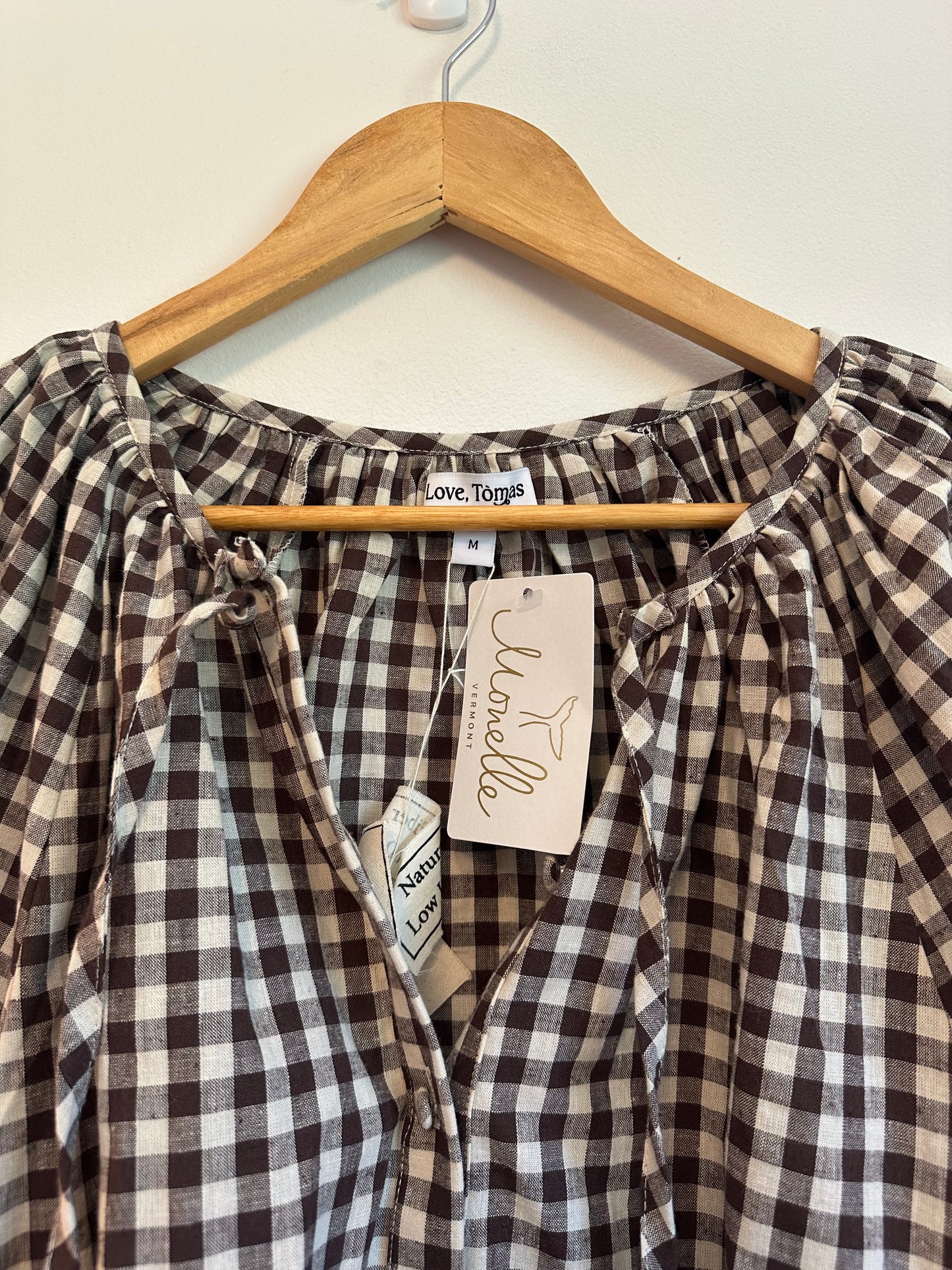 NWT Emerson Fry Belle Blouse in Cocoa Gingham | Size Medium