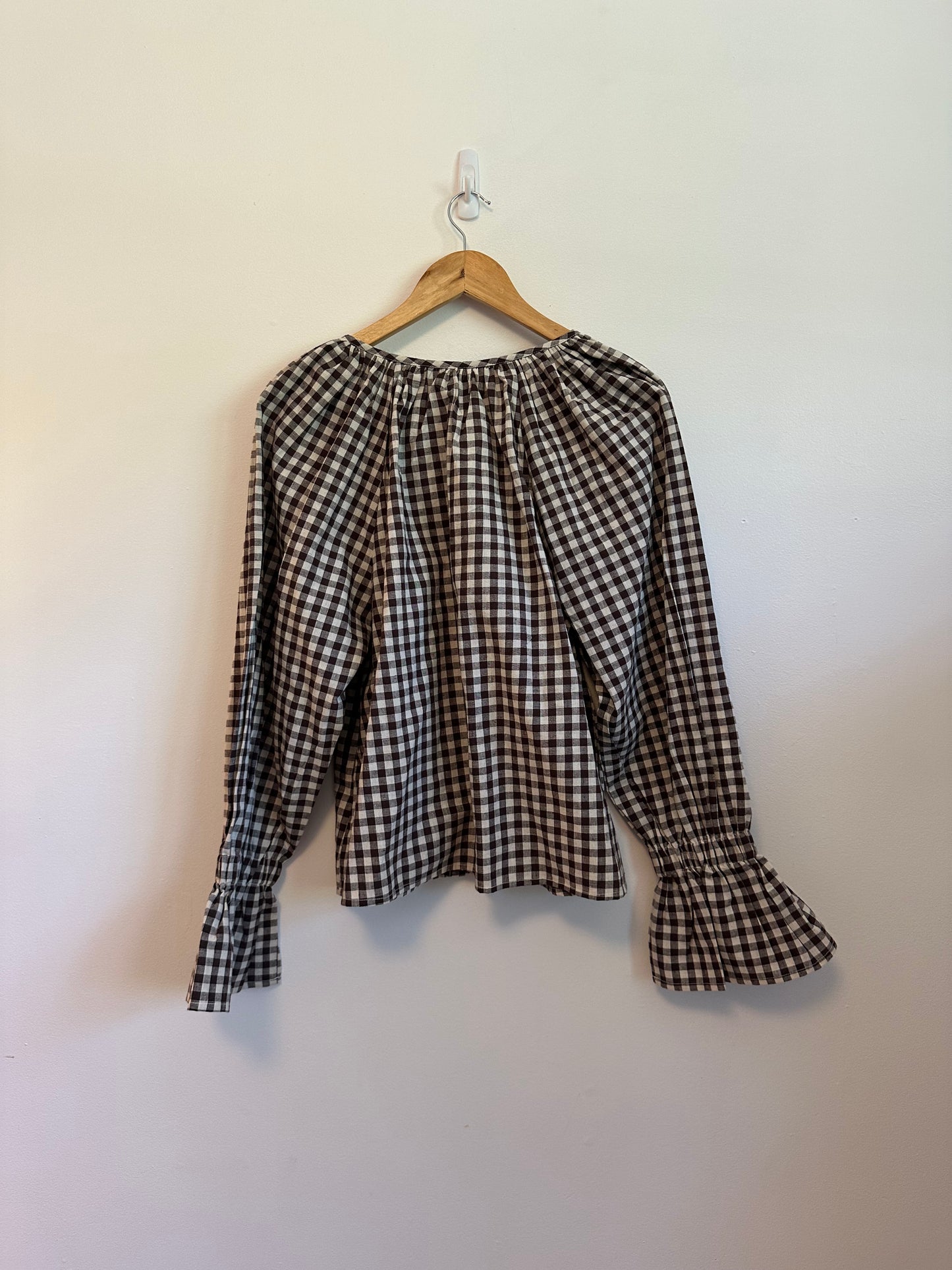 NWT Emerson Fry Belle Blouse in Cocoa Gingham | Size Medium