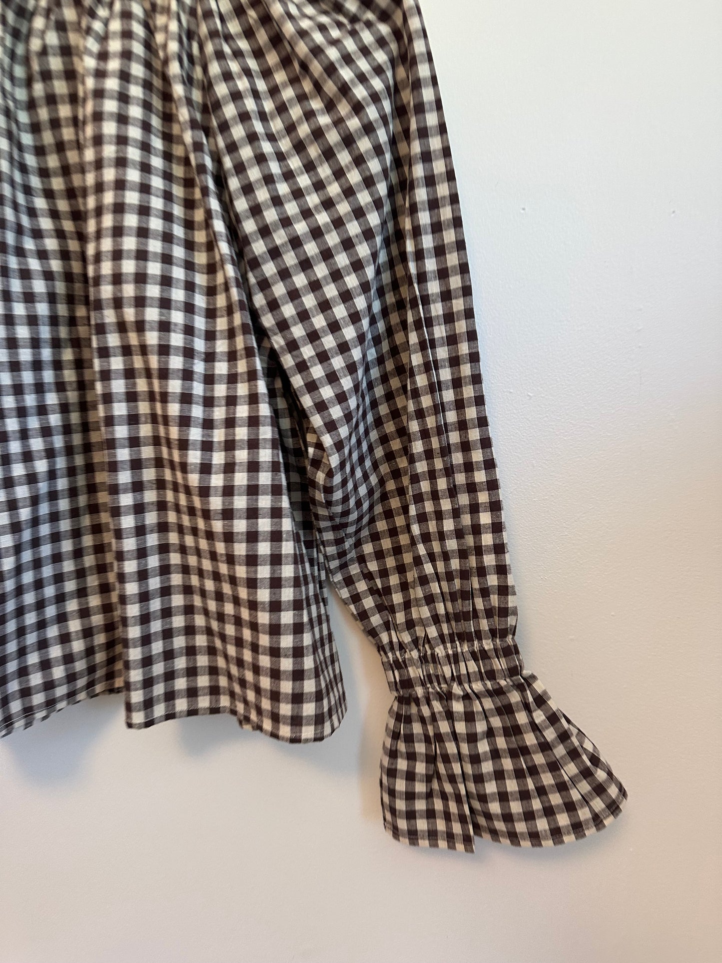 NWT Emerson Fry Belle Blouse in Cocoa Gingham | Size Medium