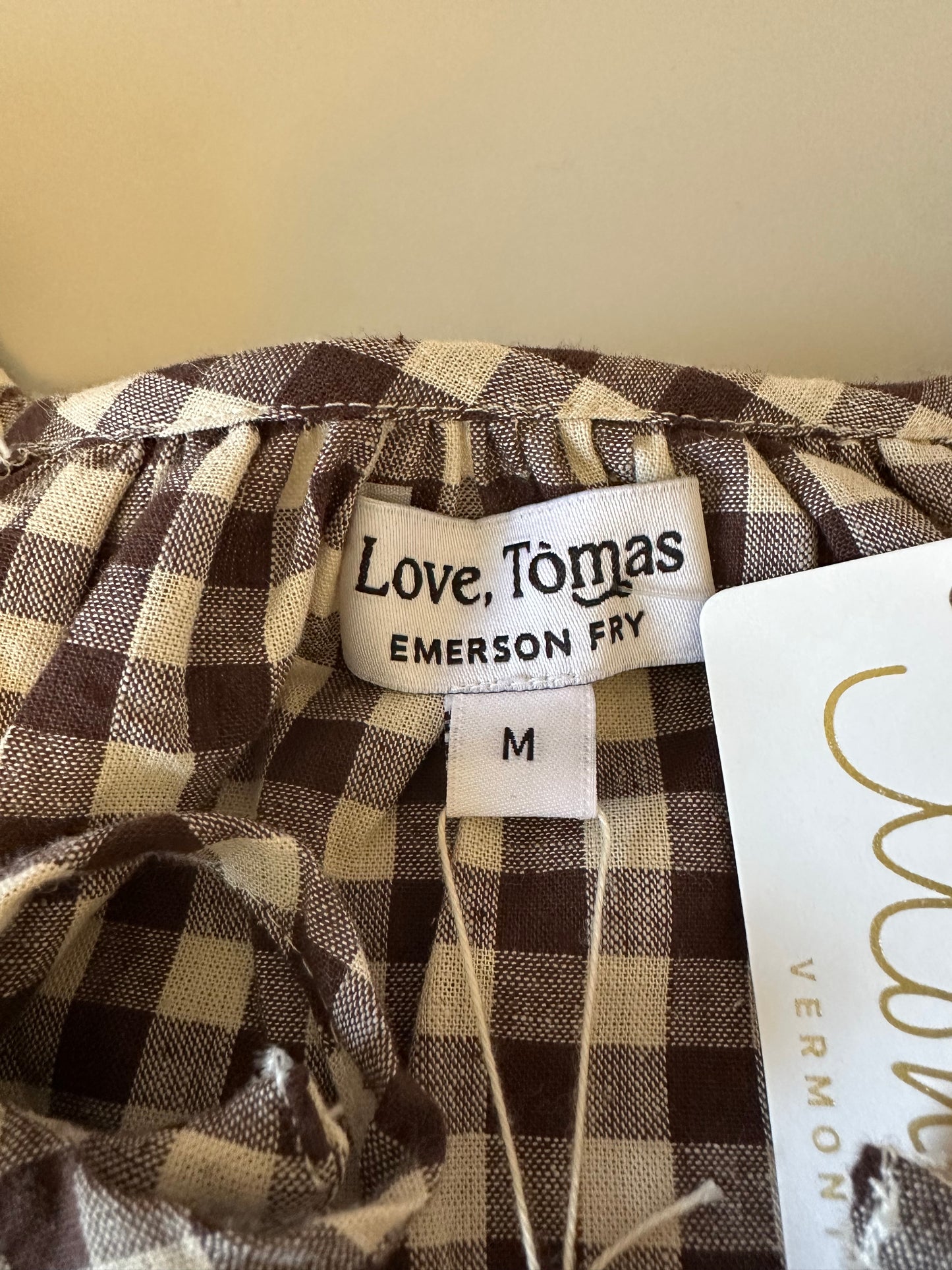NWT Emerson Fry Belle Blouse in Cocoa Gingham | Size Medium