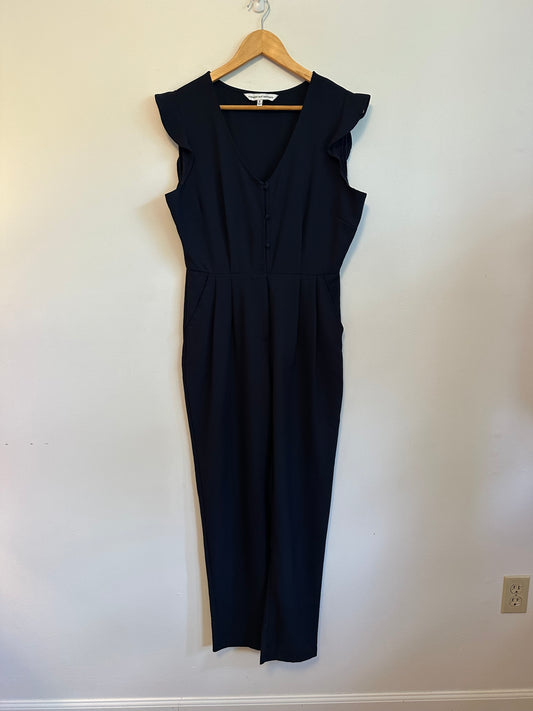 Cupcakes and Cashmere Navy Blue Flutter Sleeve Button Front Jumpsuit | Size 8