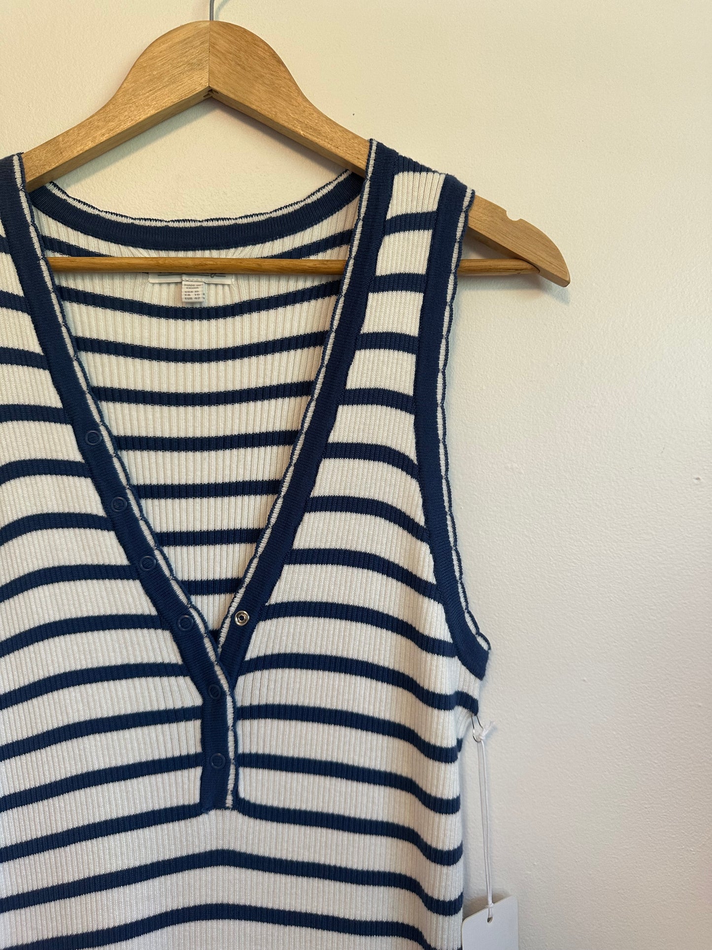 NWT PJ Salvage Seaside Ribbed Midi Dress in Ivory and Blue Stripe | Size XL