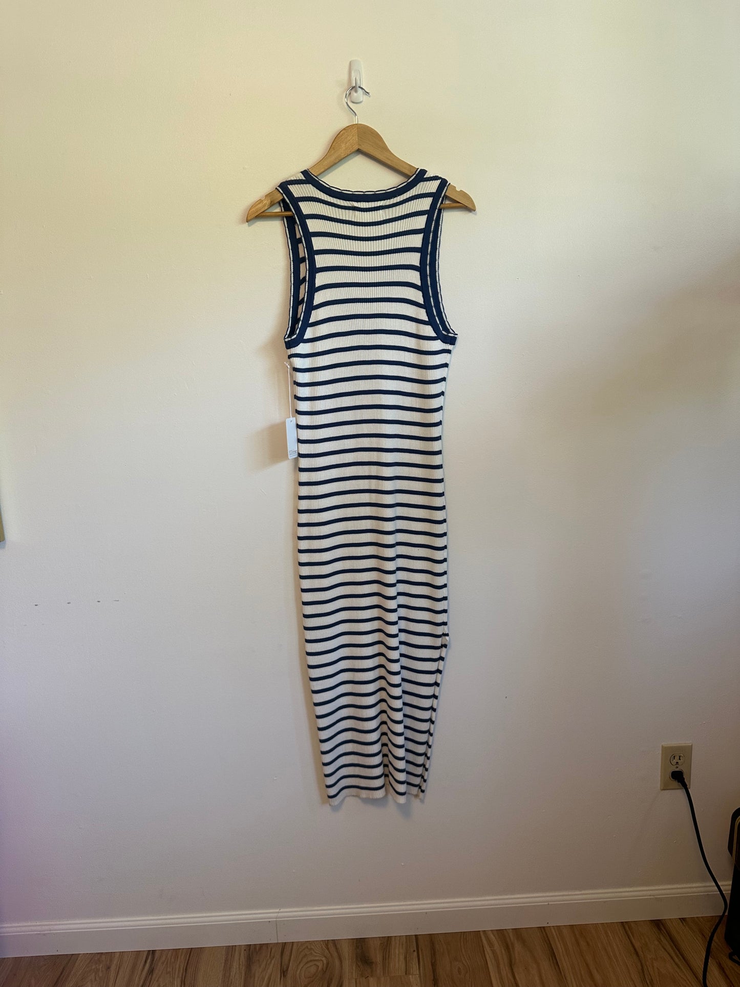 NWT PJ Salvage Seaside Ribbed Midi Dress in Ivory and Blue Stripe | Size XL