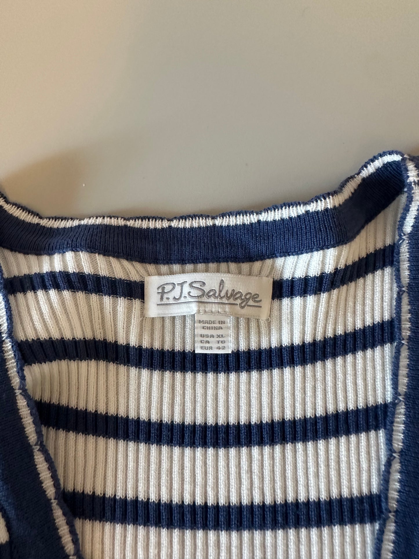 NWT PJ Salvage Seaside Ribbed Midi Dress in Ivory and Blue Stripe | Size XL