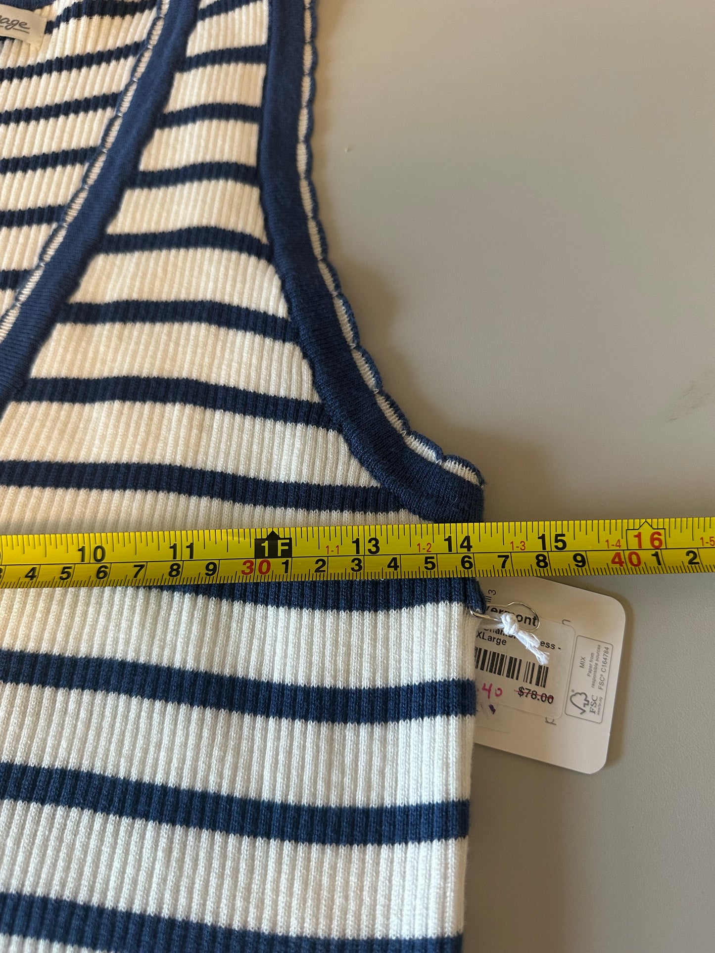 NWT PJ Salvage Seaside Ribbed Midi Dress in Ivory and Blue Stripe | Size XL
