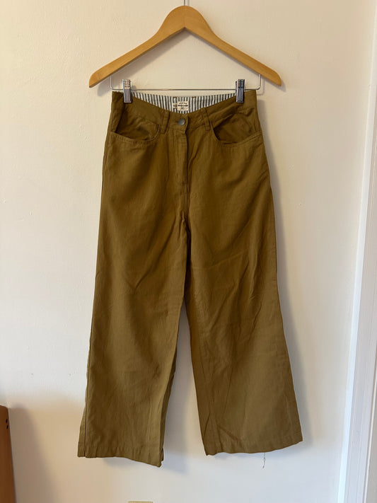 Bridge & Burn Easton Cropped Wide Leg Khaki Pants | Size 27