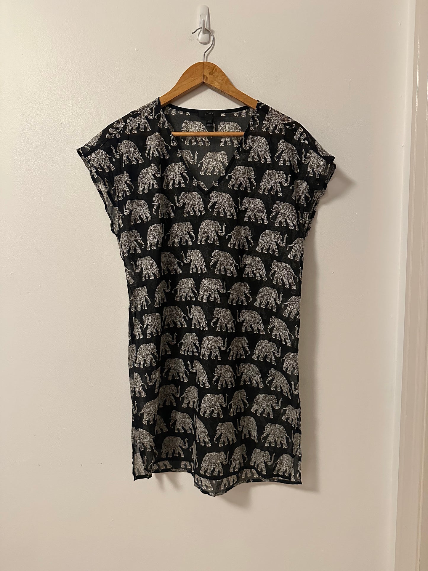J. Crew Sheer Cover Up With Elephant Batik Pattern | Size XXS