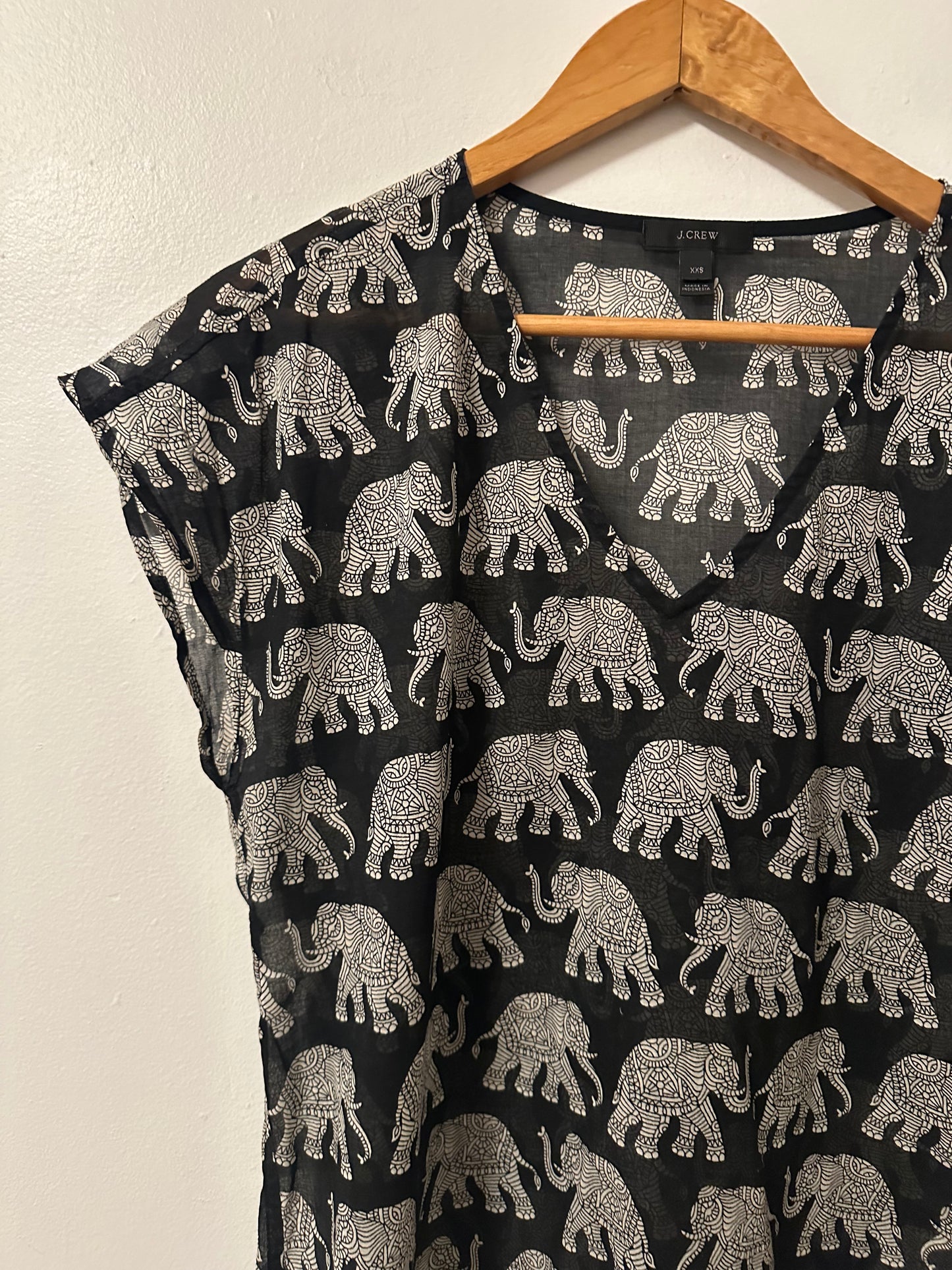 J. Crew Sheer Cover Up With Elephant Batik Pattern | Size XXS