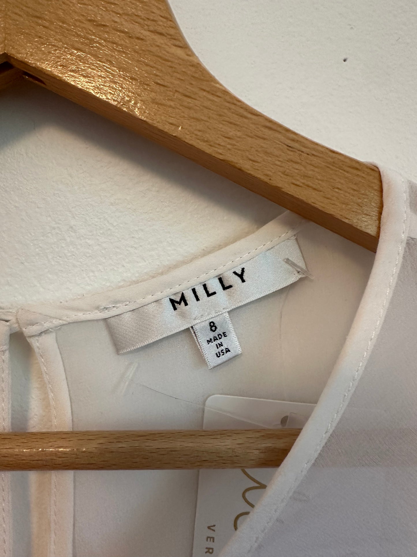 Milly Silk Blouse with Buttons On The Side in Ivory | Size 8