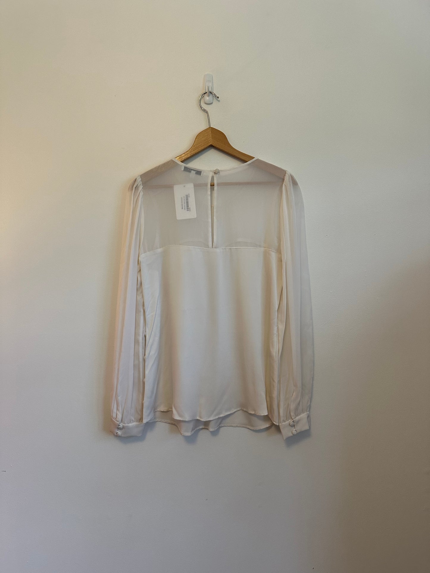 Milly Silk Blouse with Buttons On The Side in Ivory | Size 8
