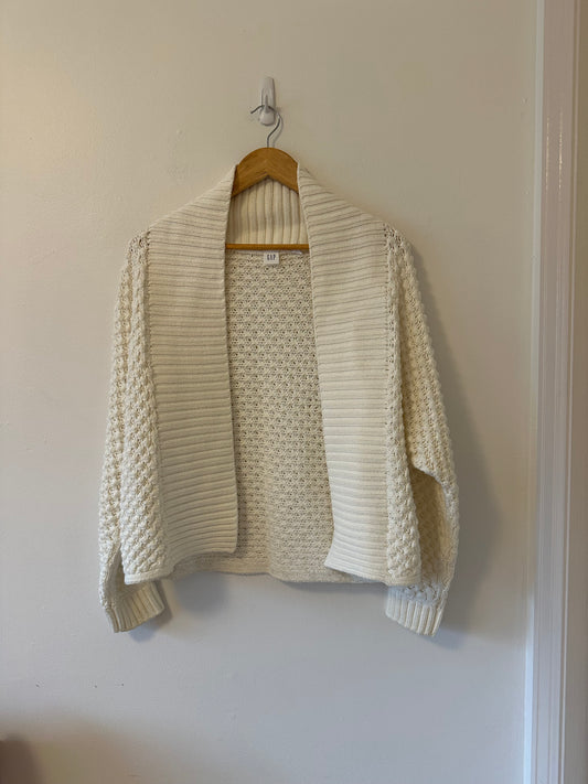 Gap Popcorn Knit Open Cardigan in White | Size Small