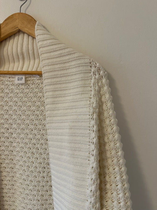 Gap Popcorn Knit Open Cardigan in White | Size Small