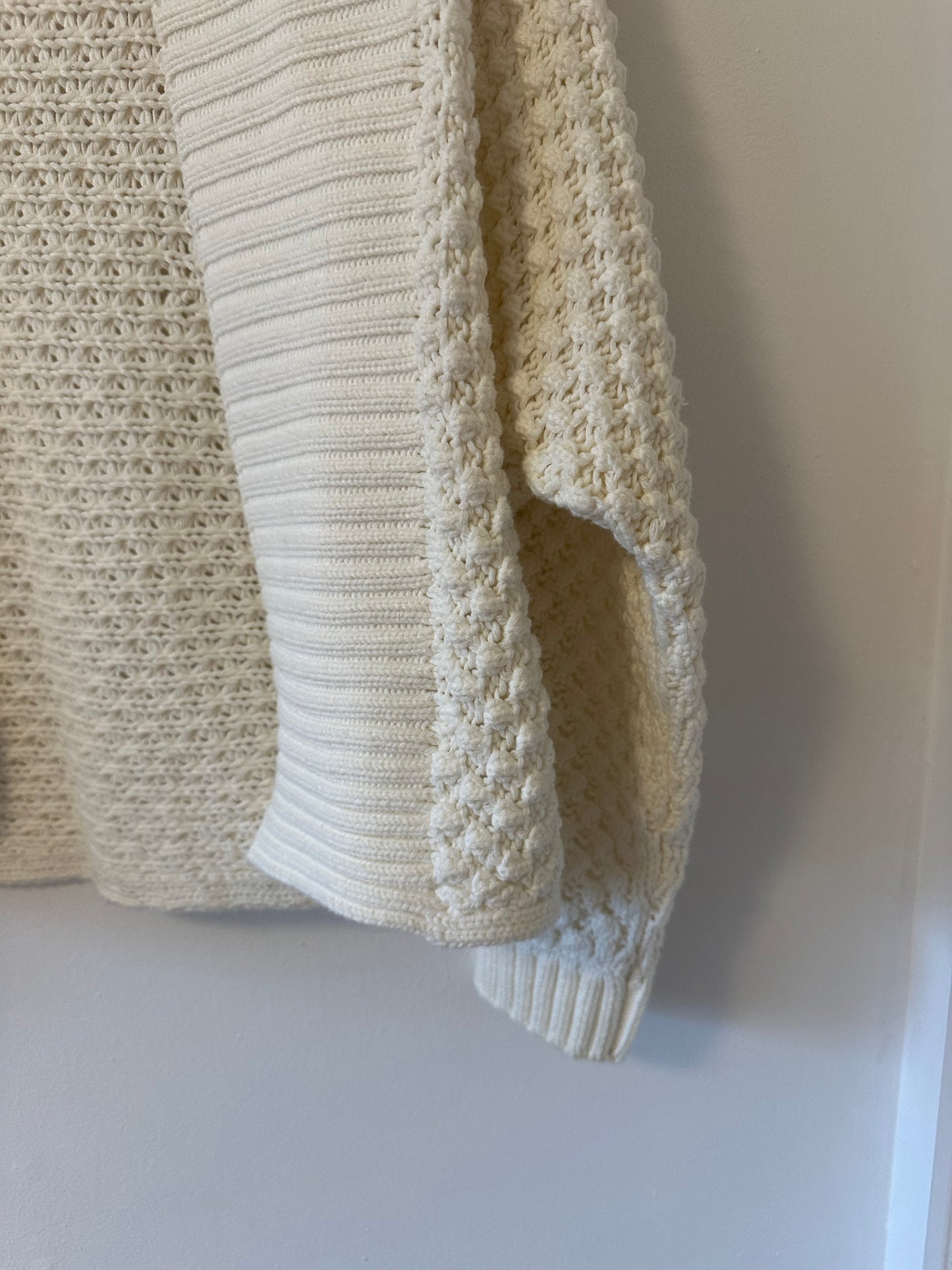 Gap Popcorn Knit Open Cardigan in White | Size Small