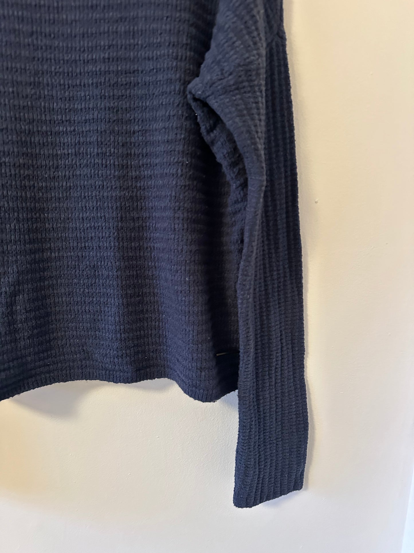 Carve Designs Livia Mock Neck Long Sleeve Waffle Knit Sweater in Navy Heather