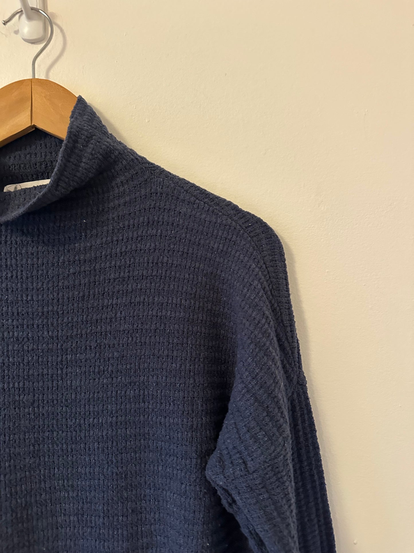 Carve Designs Livia Mock Neck Long Sleeve Waffle Knit Sweater in Navy Heather