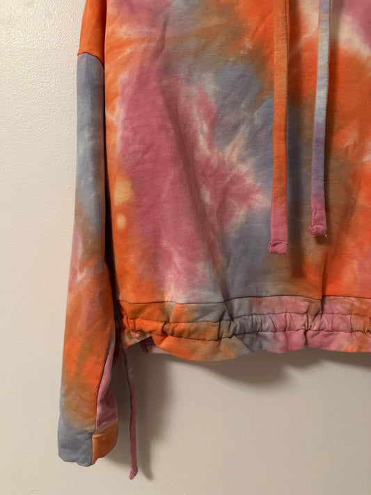 BLANKNYC Sweet Spot Rainbow Tie-Dyed Cropped Hooded Sweatshirt | Size XS