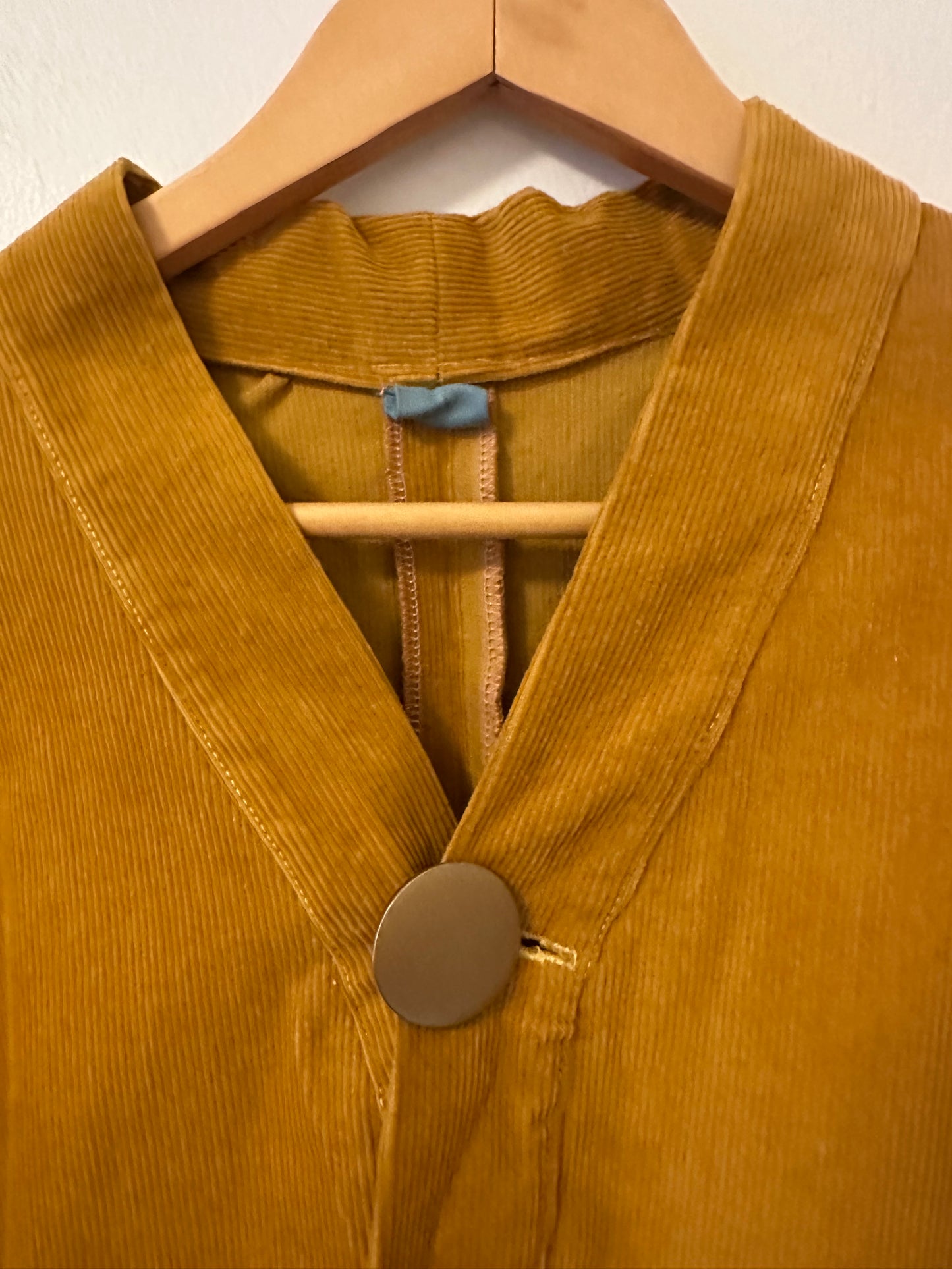 Handmade Mustard Yellow Corduroy Single Button Kimono Style Cardigan