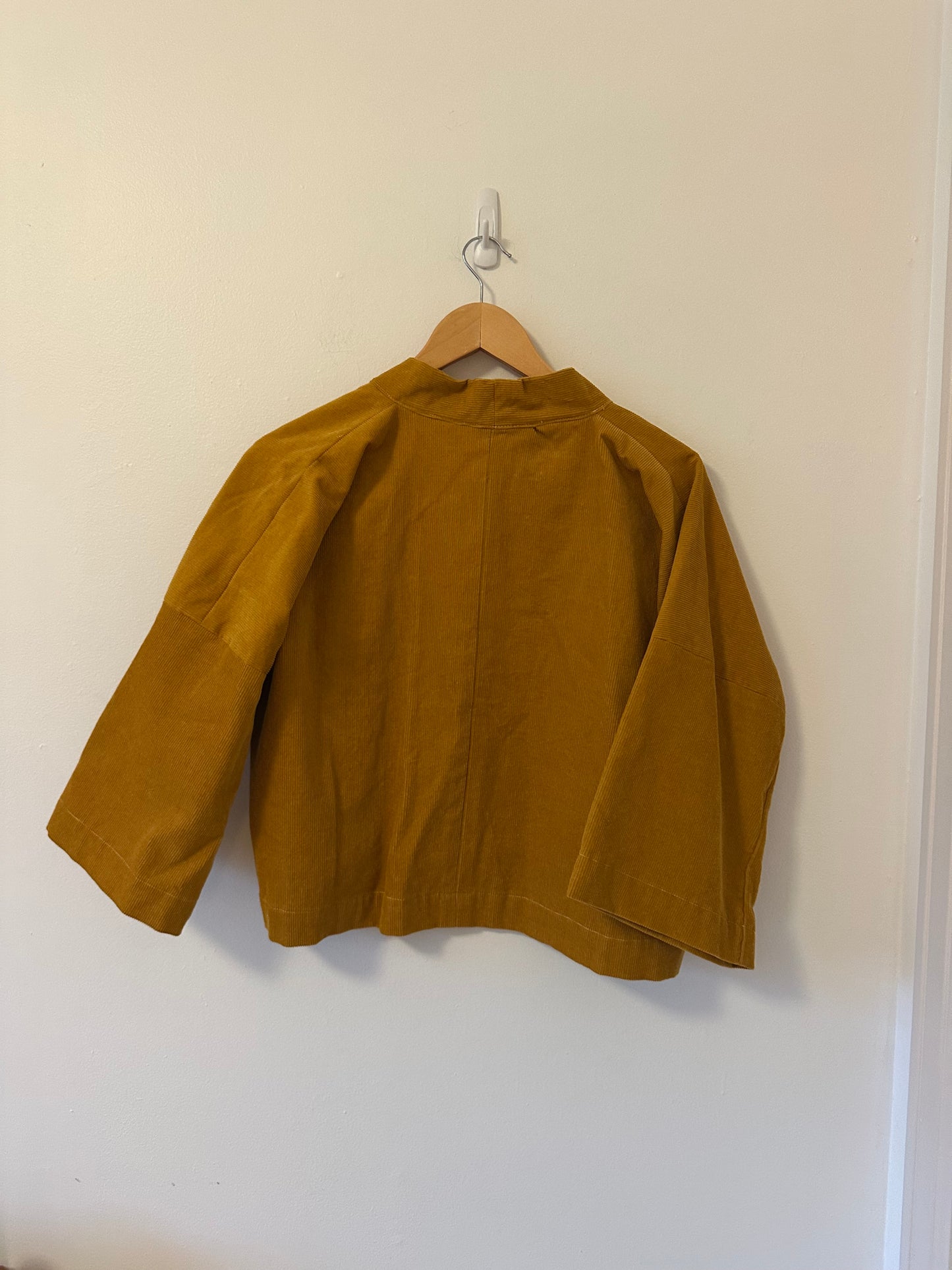 Handmade Mustard Yellow Corduroy Single Button Kimono Style Cardigan