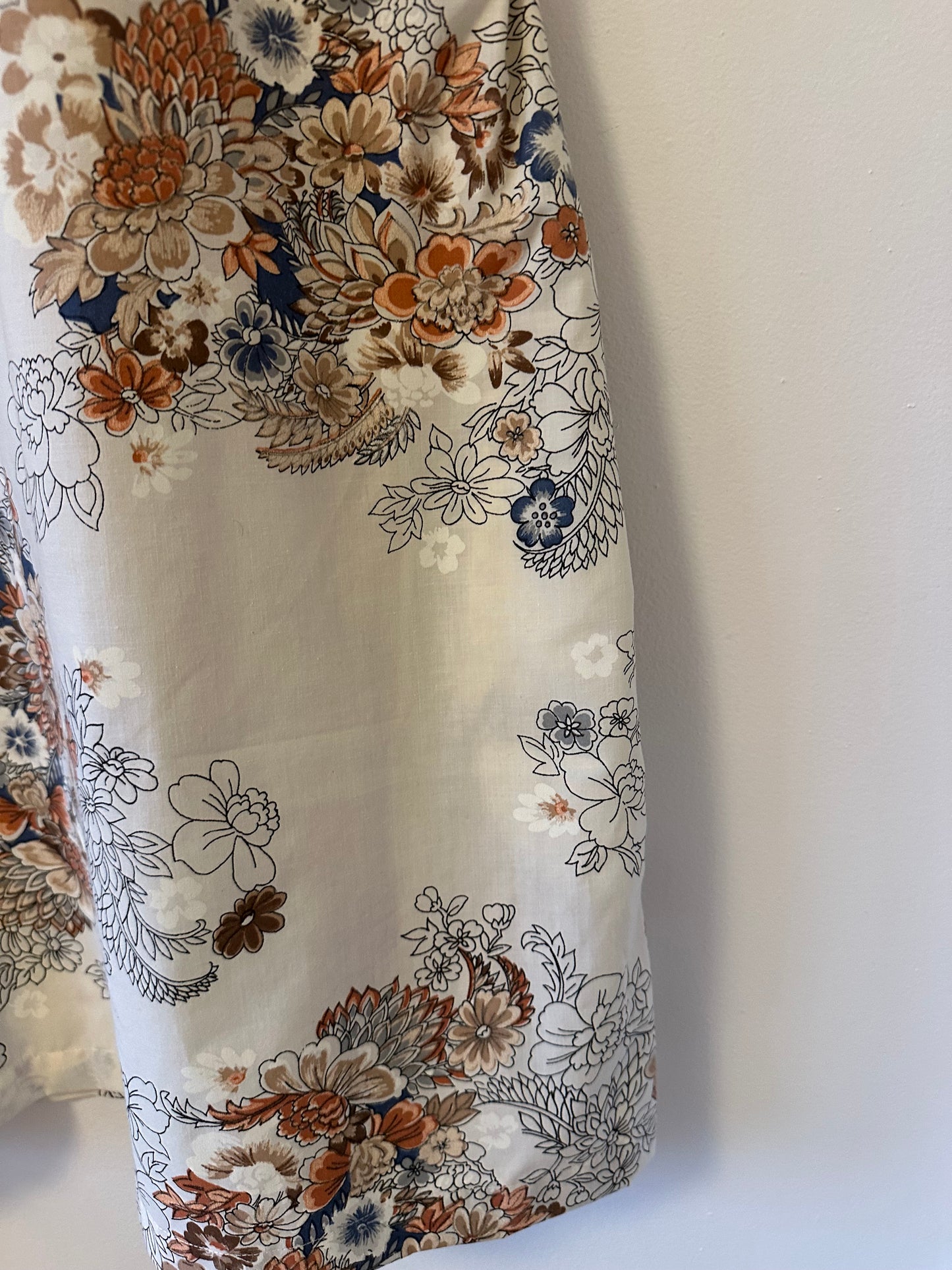 Handmade Cream Floral Sleeveless Shift Dress with Waist Tie | Size Small