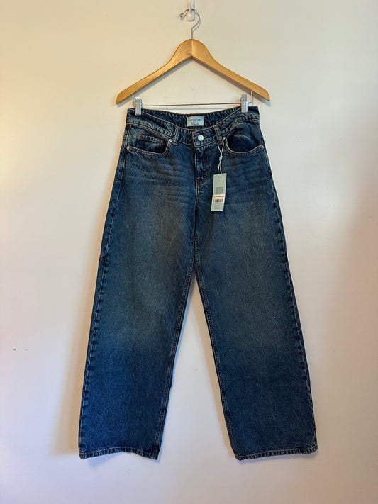 NWT Revice Denim TLC Stellar Wide Leg Star Back Jeans in Medium Wash Blue | Size 28