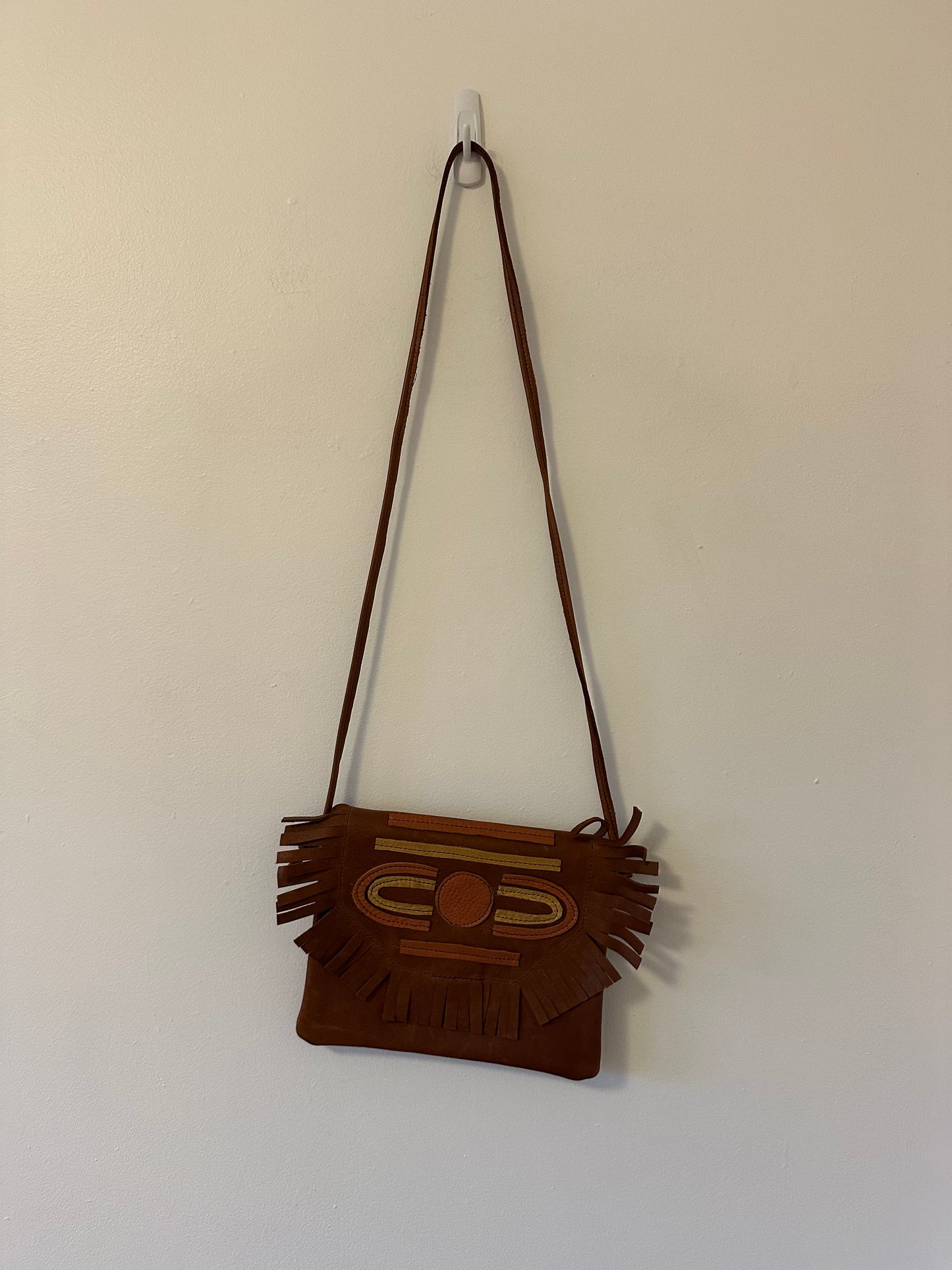 Grooves & Grain Handmade Crossbody Brown Leather Patchwork Bag