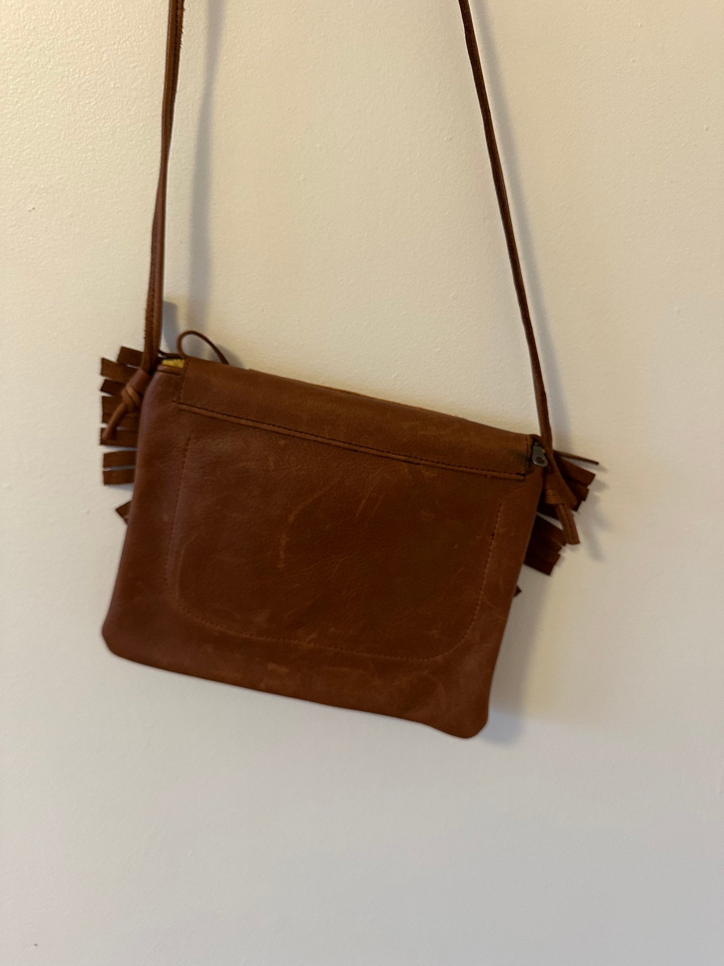 Grooves & Grain Handmade Crossbody Brown Leather Patchwork Bag
