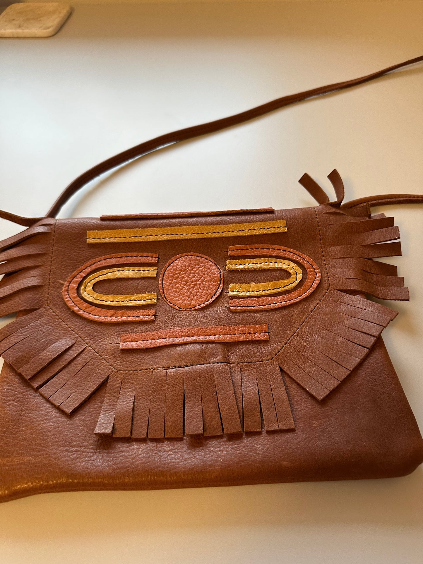Grooves & Grain Handmade Crossbody Brown Leather Patchwork Bag