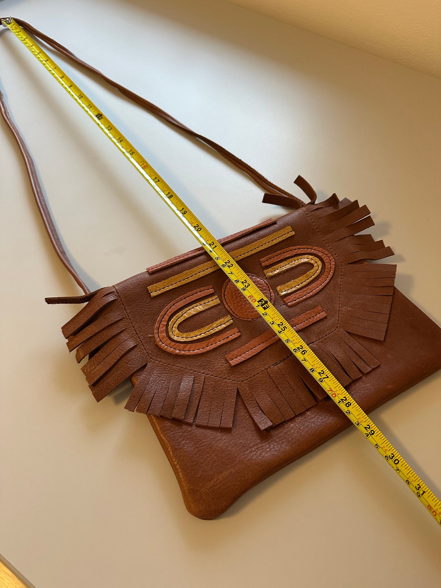 Grooves & Grain Handmade Crossbody Brown Leather Patchwork Bag