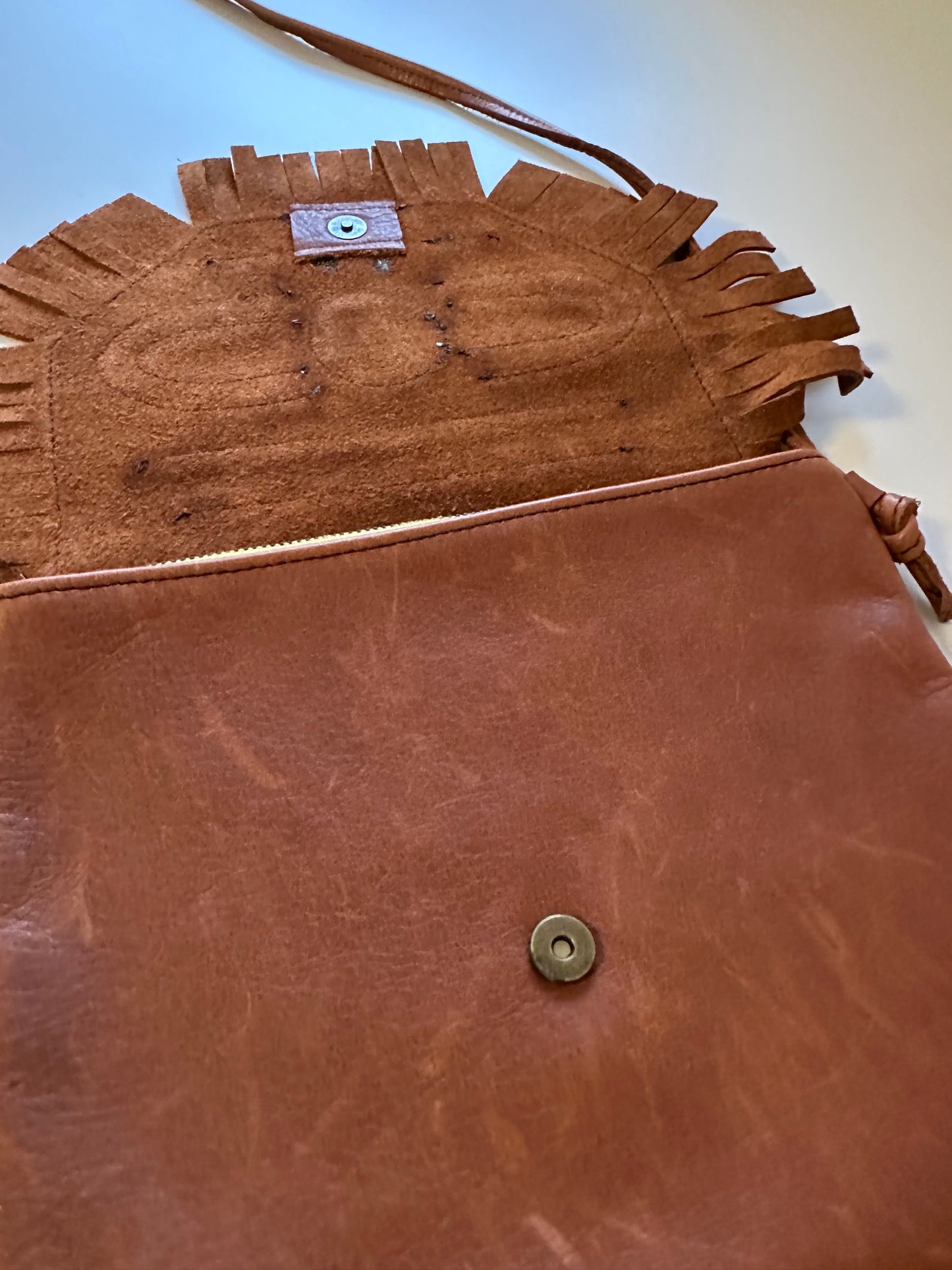 Grooves & Grain Handmade Crossbody Brown Leather Patchwork Bag