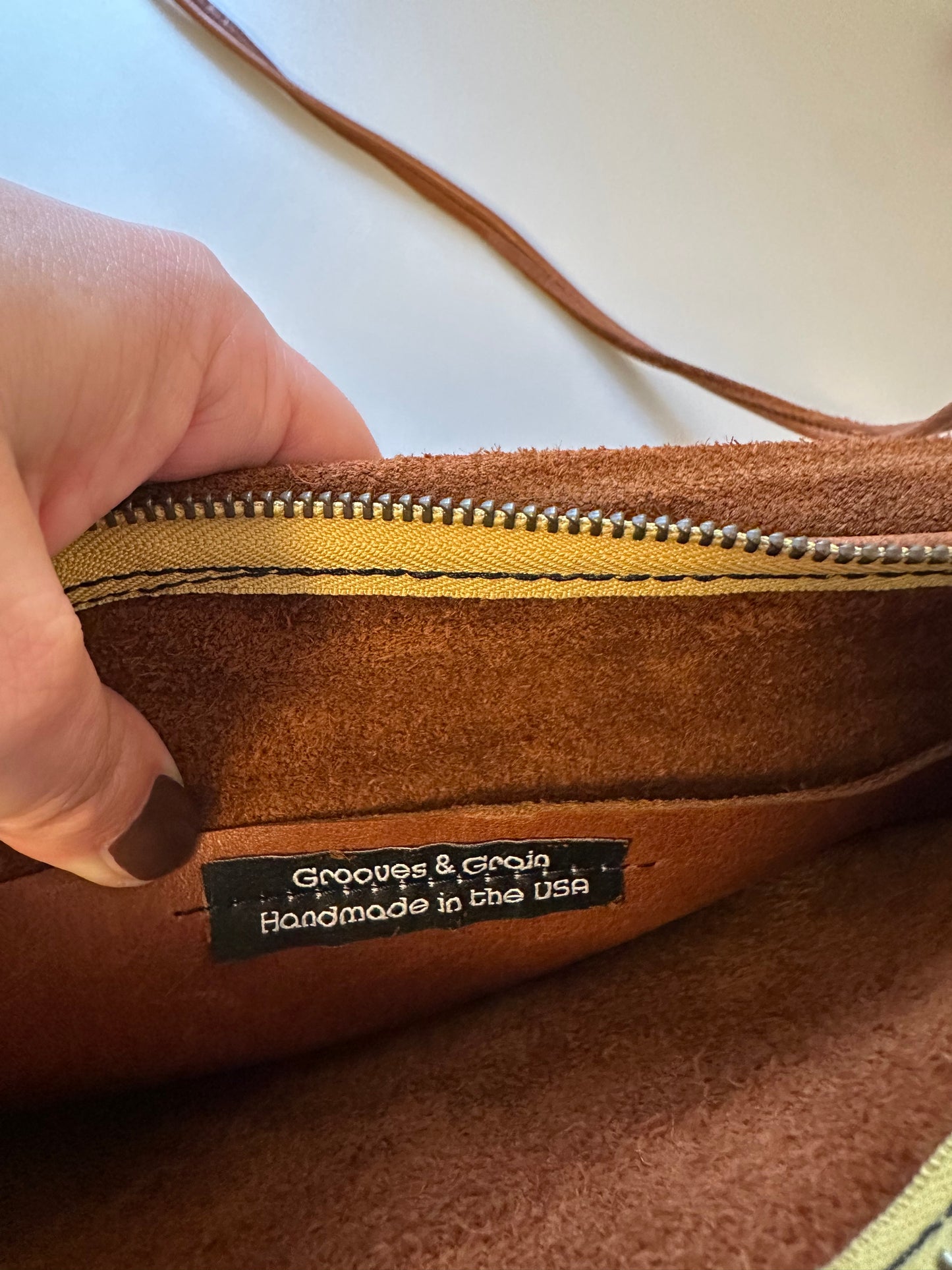 Grooves & Grain Handmade Crossbody Brown Leather Patchwork Bag