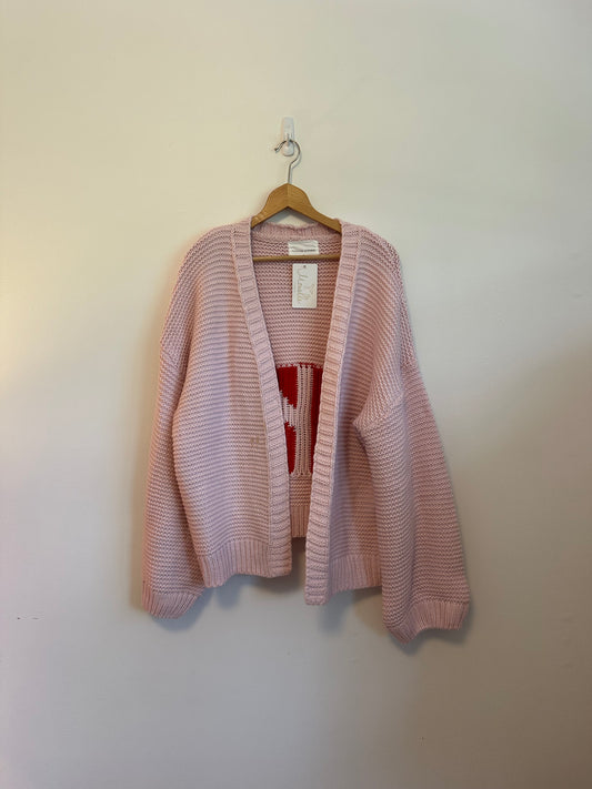 Panache Apparel Apres Ski Oversized Pink Cardigan | Size XL