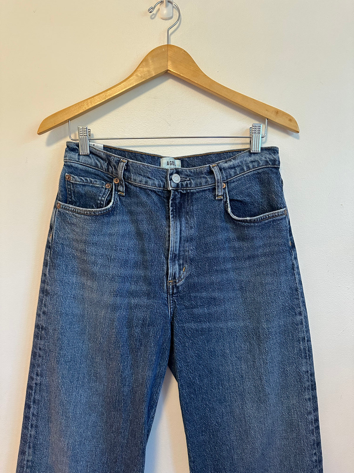 AGOLDE Ren High Rise Straight Leg Jeans in Medium Indigo Wash | Size 29