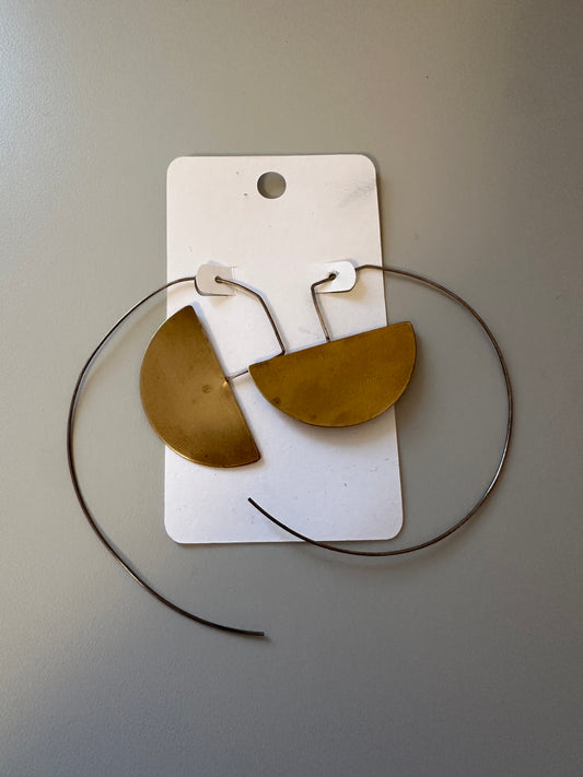 Handmade Oversized Brass Half Moon Earrings