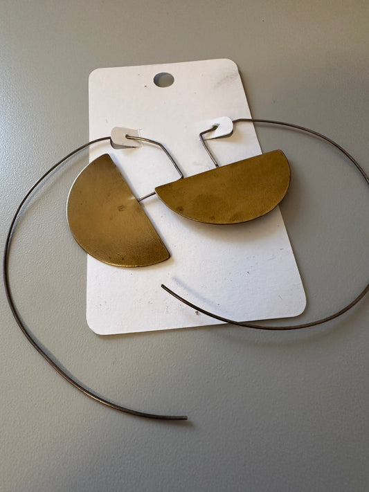 Handmade Oversized Brass Half Moon Earrings