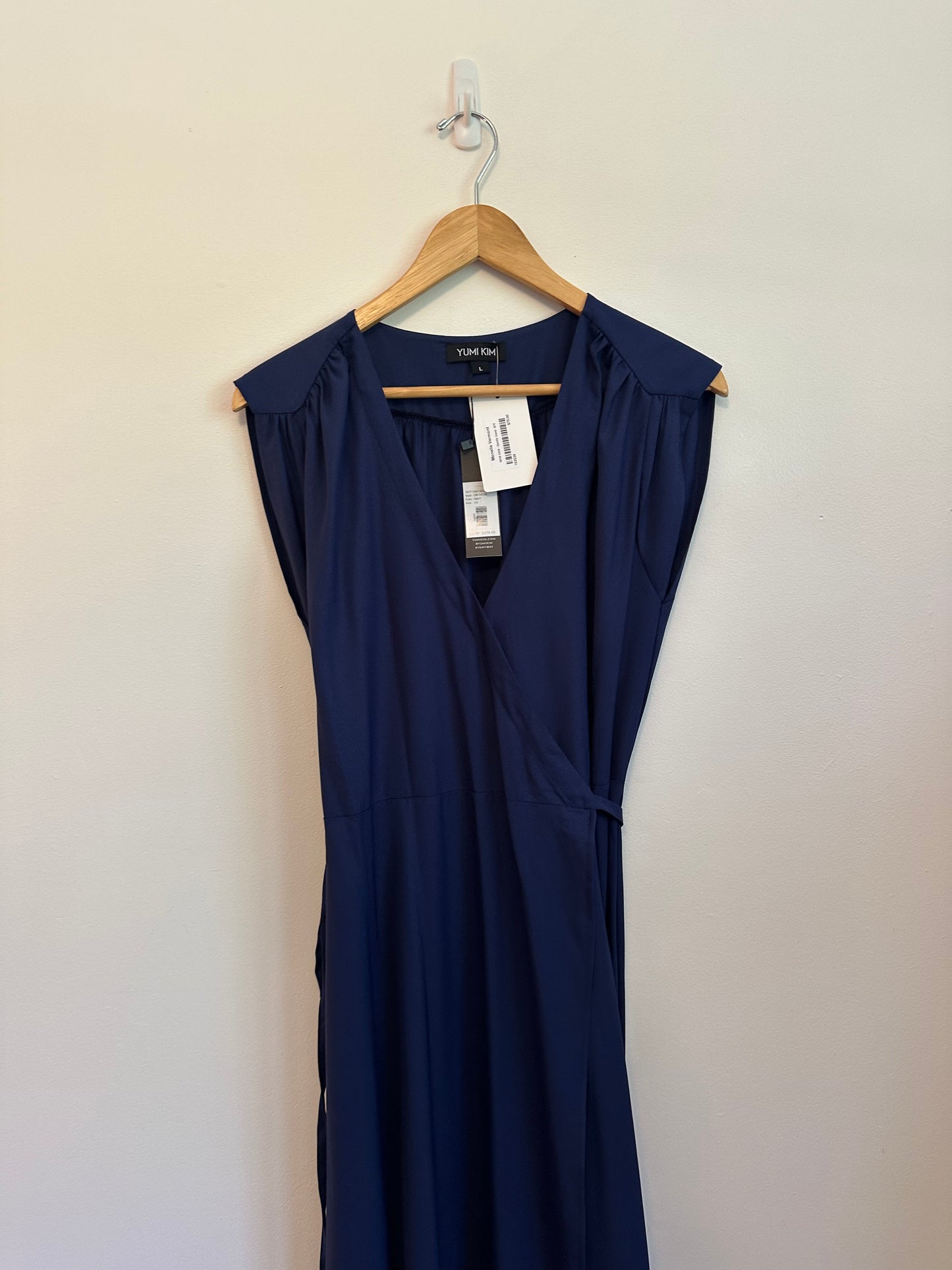 NWT Yumi Kim Swept Away Wrap Maxi Dress in Navy Blue | Size Large
