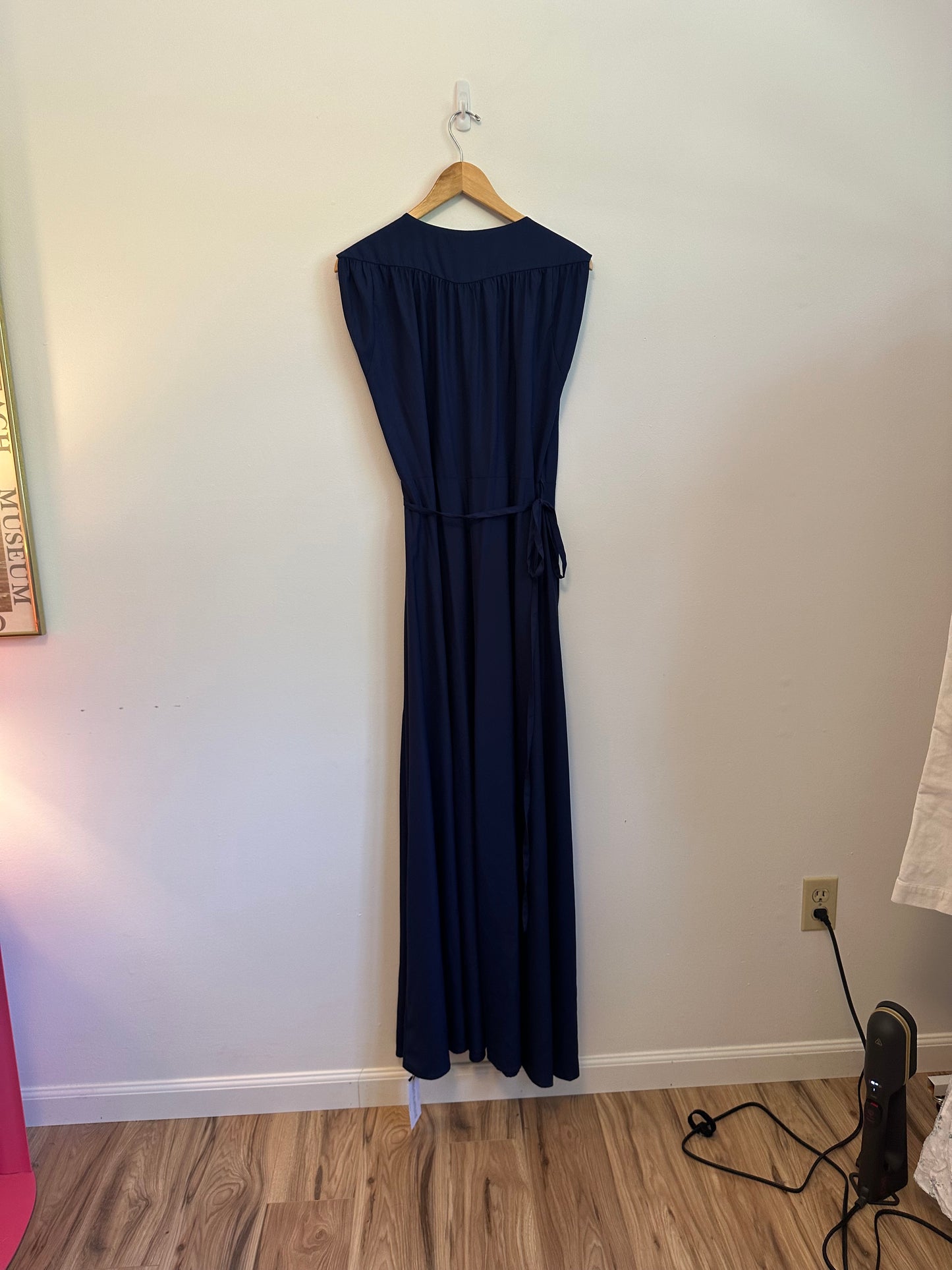 NWT Yumi Kim Swept Away Wrap Maxi Dress in Navy Blue | Size Large