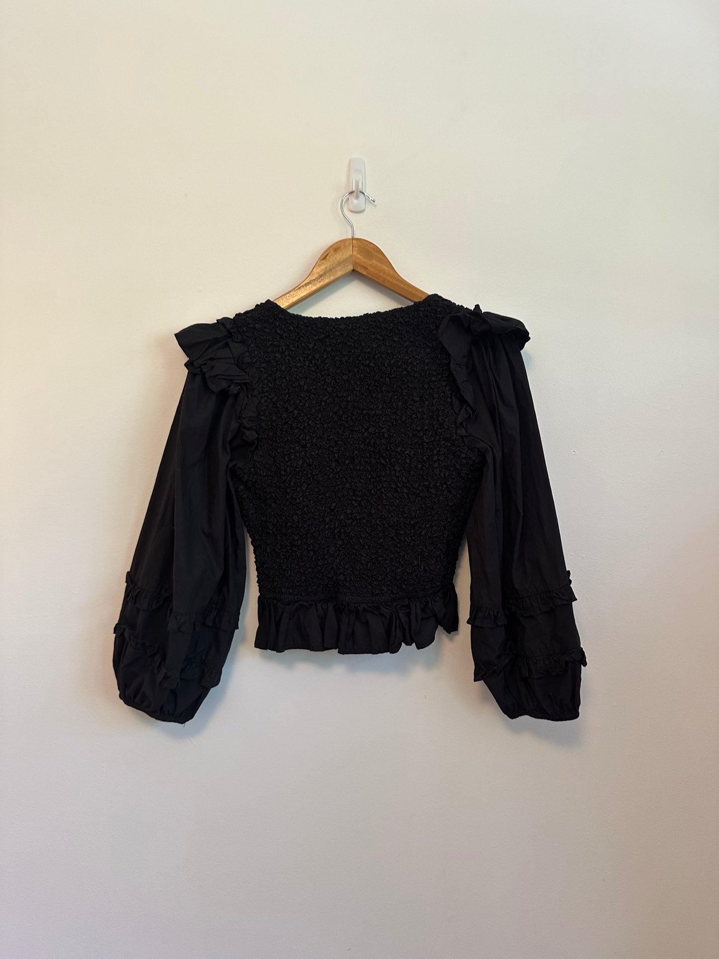 Cleobella Veronika Solid Blouse in Black | Size Medium
